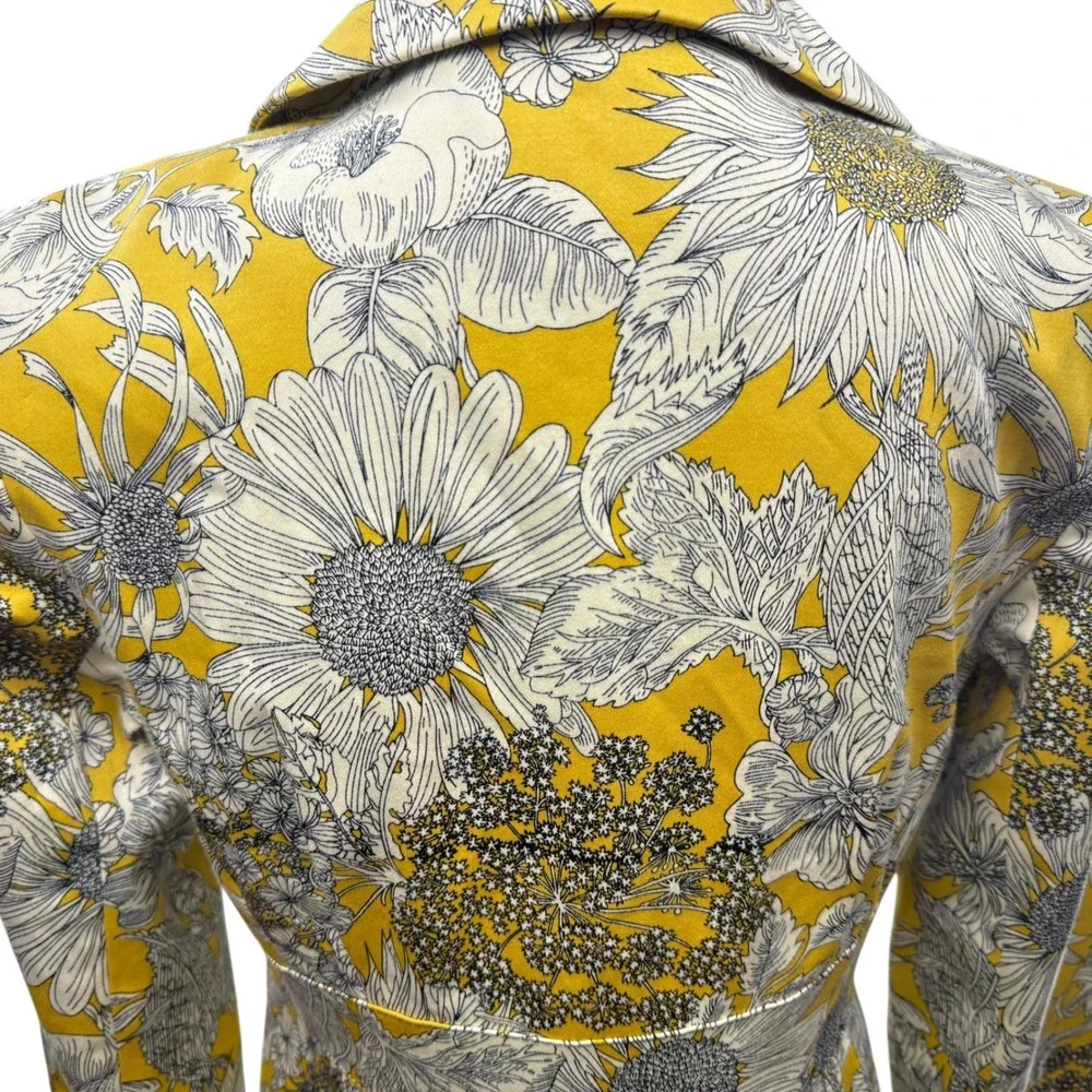 Liberty of‎ London Target Sunflower Print Pea Coat Jacket Women XS Yellow Long - Picture 8 of 10